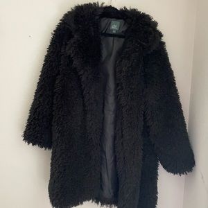 “Wild fable” black faux fur coat